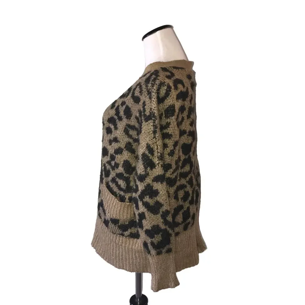 Wildfox Roar Leopard Tilly Cardigan Button Up Sweater